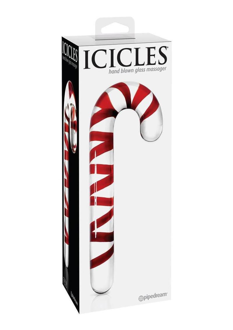 Icicles No. 59 Candy Cane Glass Massager Elegant Hand-Blown