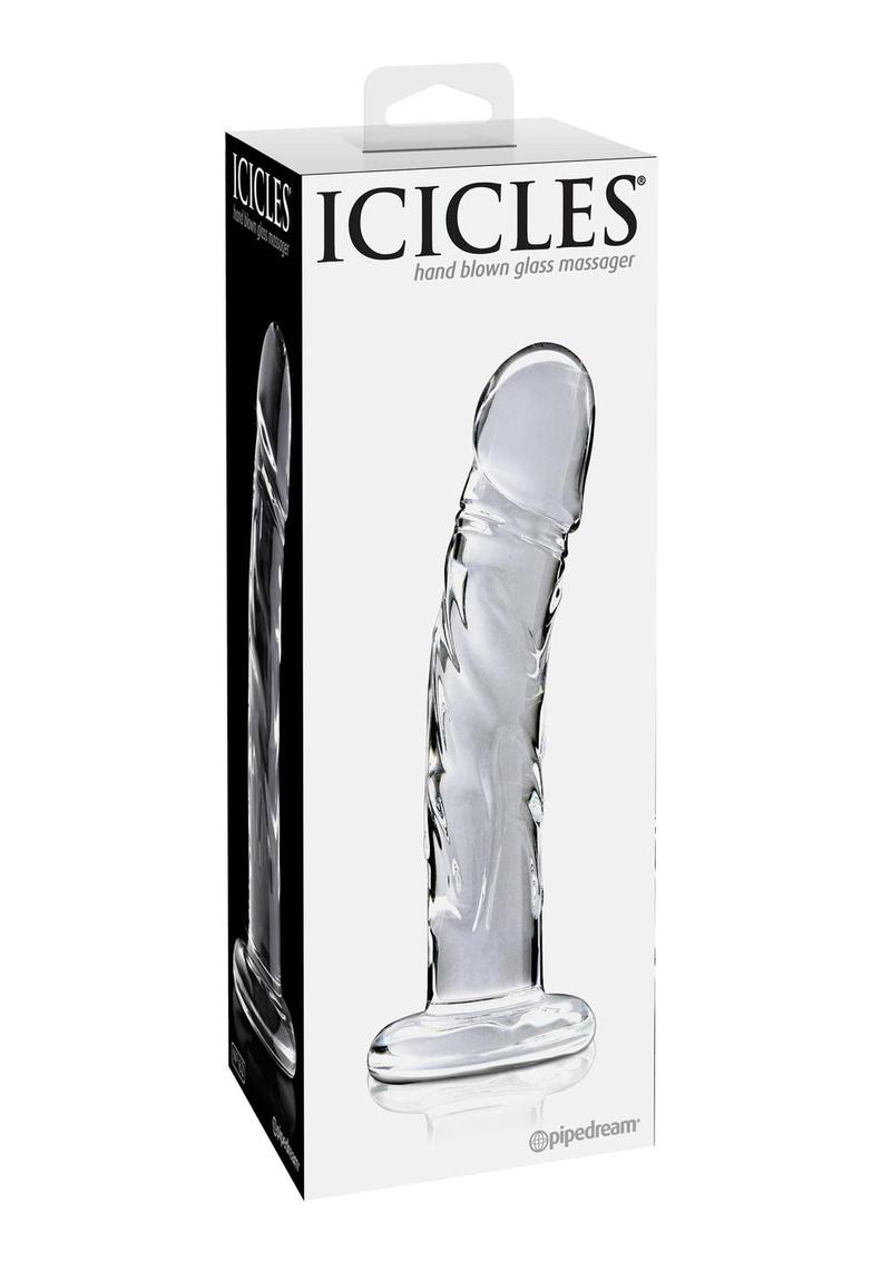 Icicles Hand Blown Clear Glass Dildo With Realistic Design