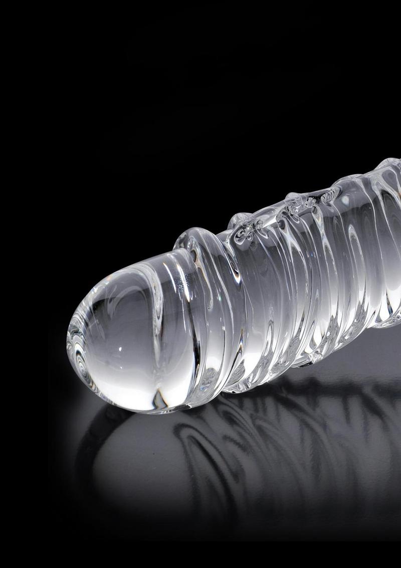 Icicles Textured And Realistic Designed Glass Dildo with Balls