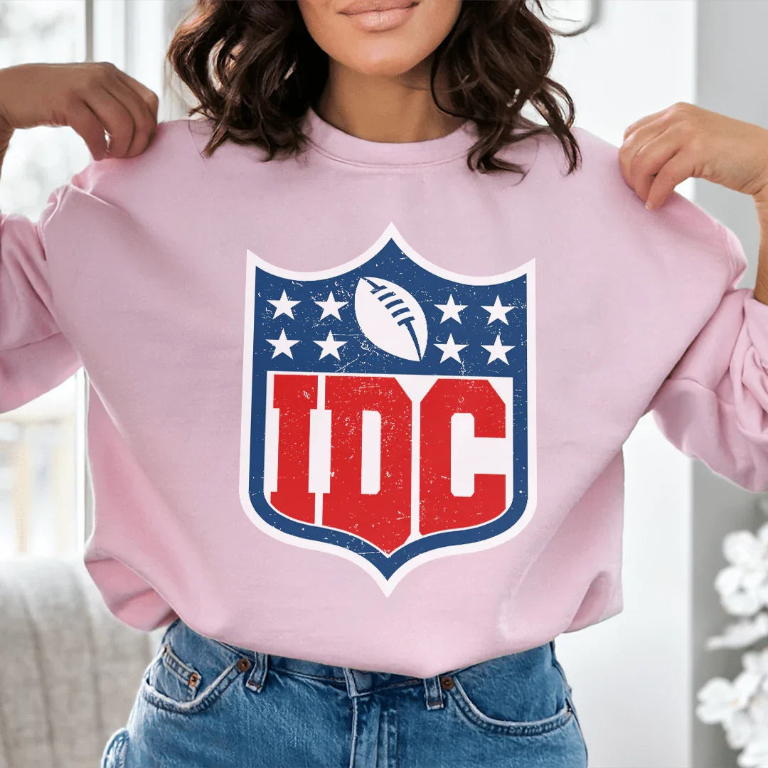 "IDC" – Funny Game Day Football Crewneck Sweatshirt