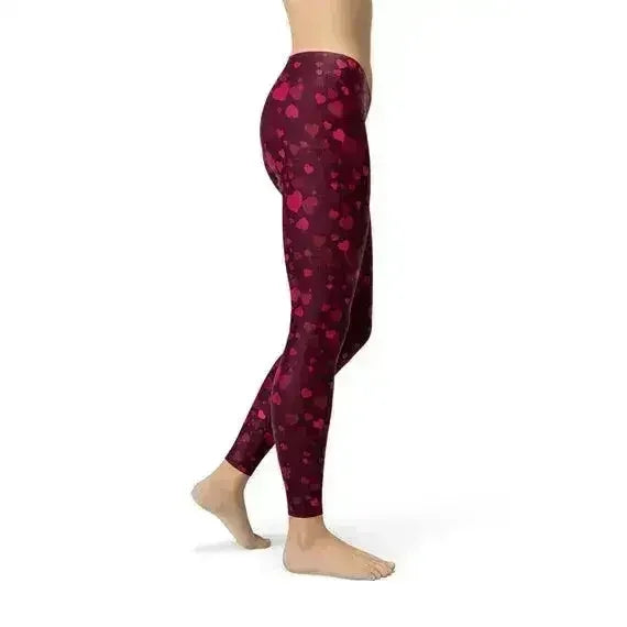 Hearts on Hearts Red Leggings