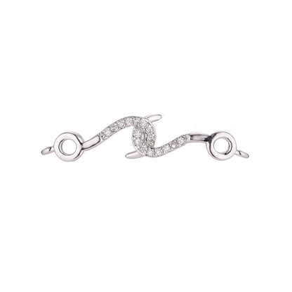 Gold Filled Hook Tangled Cubic Zirconia Bracelet Charm Bead Connector For Jewelry Making Finding F-067