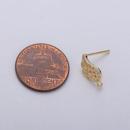 Wing Stud Earring Charm • 24k Gold Filled• Micro Pave angel wing • Jewelry Making Supplies • Open Link for Jewelry Making Supply K-411 PAIR