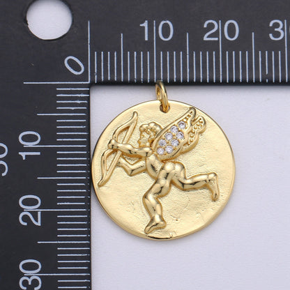 14K Gold Filled Cupid Charm- Medallion Cupid Pendant - Dainty Micro pave Charm - for Necklace Bracelet Earring Component D-693