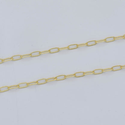 24K Gold Filled 5mm Minimalist Paperclip Unfinished Chain by Yard | Roll-00471