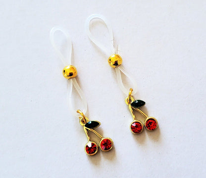 Cherry Rhinestone Nipple Rings, No Piercing Required