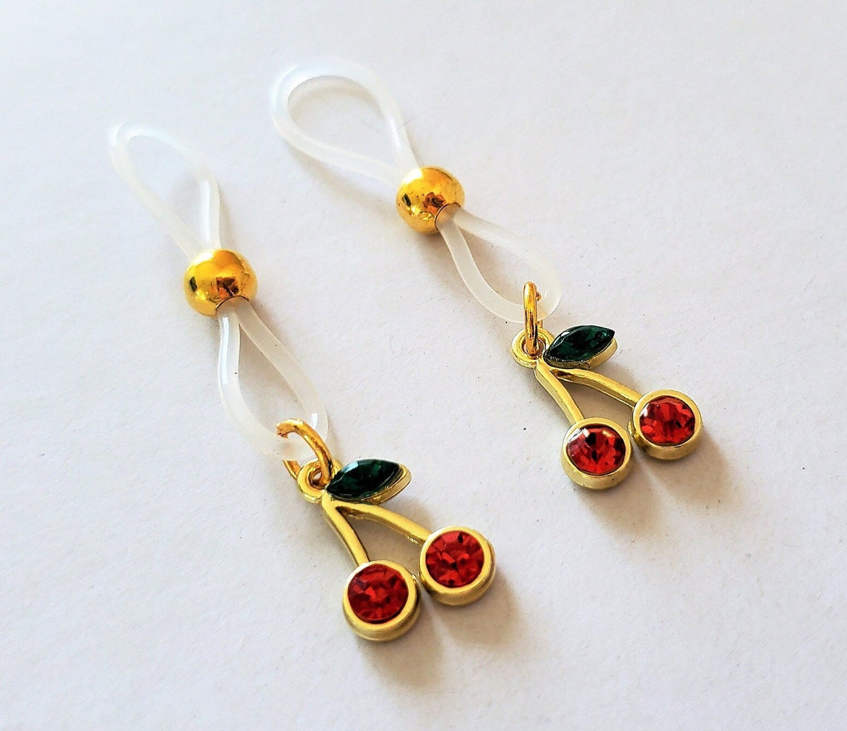 Cherry Rhinestone Nipple Rings, No Piercing Required