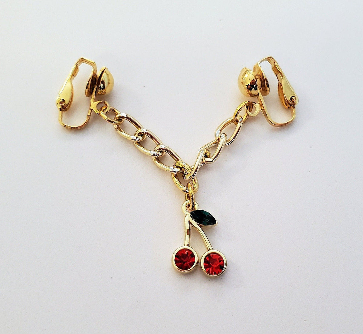 Cherry Pussy Jewelry, Rhinestone BDSM Labial Clip