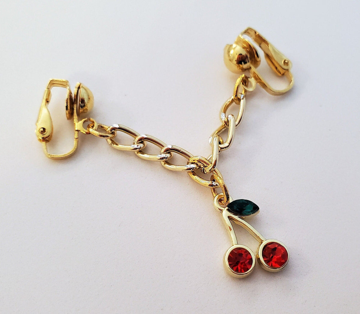 Cherry Pussy Jewelry, Rhinestone BDSM Labial Clip