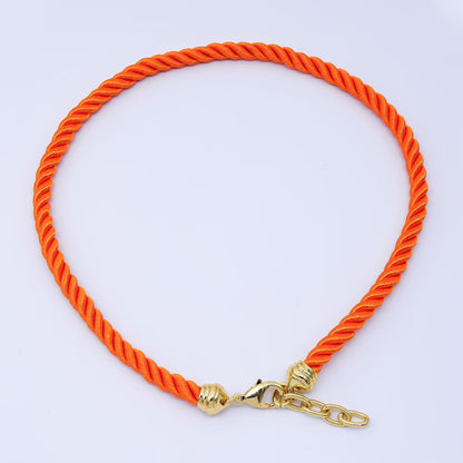 24K Gold Filled Red, Blue, Pink, Beige Twisted Braided Cord Chain | WA-02440 ~ WA-03830