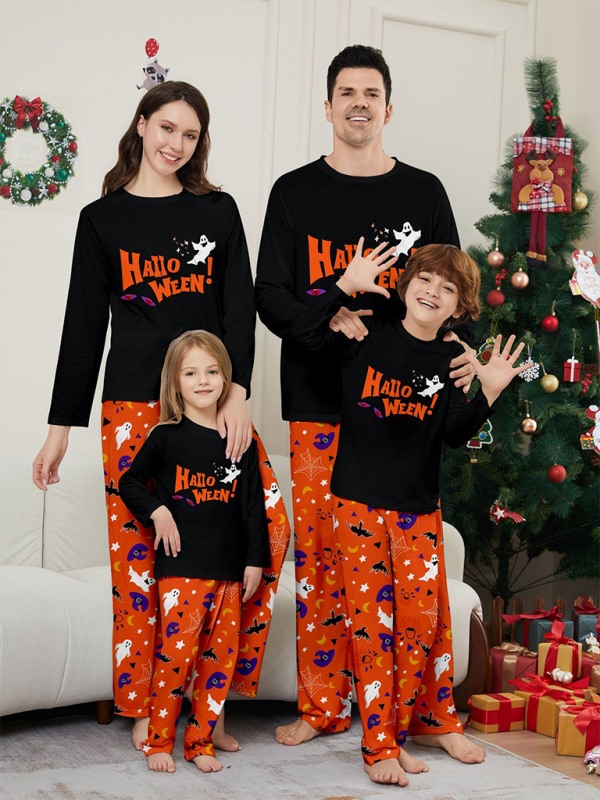 Modern Halloween parent-child pajamas set of long-sleeved two-piece devil&