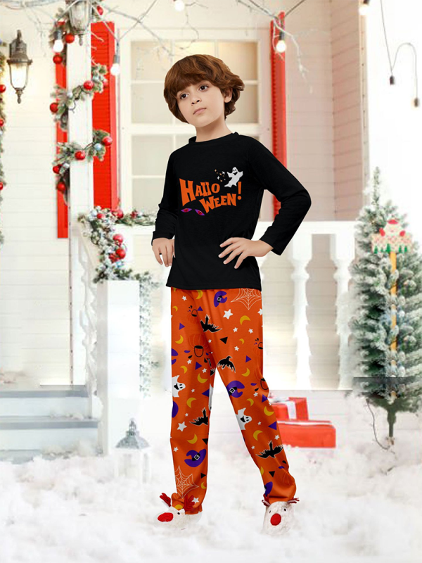 Modern Halloween parent-child pajamas set of long-sleeved two-piece devil&