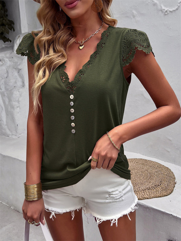 Modern Flying Sleeve V-Neck Knitted Sweater Top