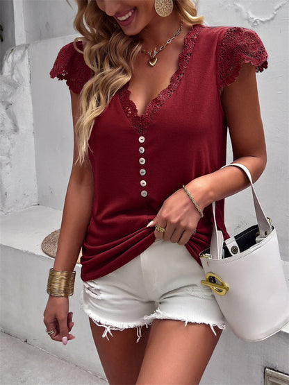 Modern Flying Sleeve V-Neck Knitted Sweater Top
