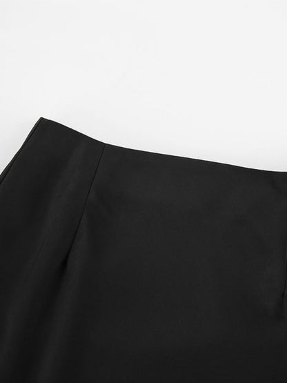 Elegant High Waisted Satin Long Skirt Women Spring Summer