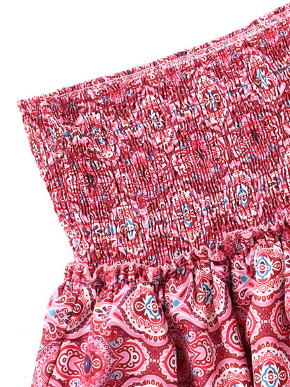 Floral Pleated Skirt Women Half Length Ruffled Fashion Midi Skirt