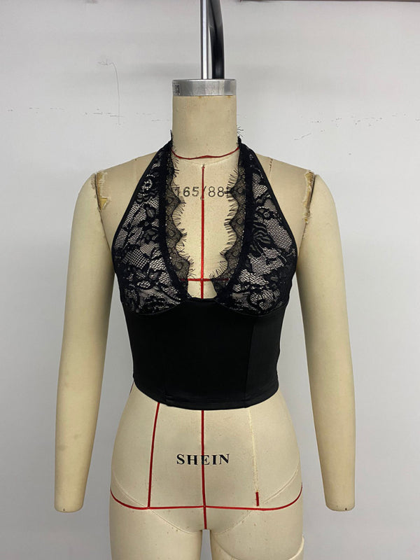 Hot Girl Party Sexy Slim Lace Holiday Halter Vest
