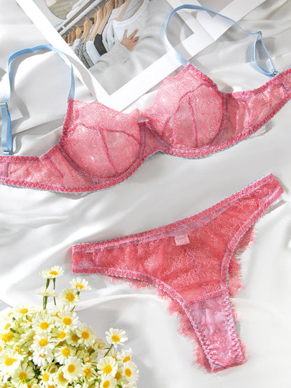 New sexy eyelash lace bra comfortable see-through thin style