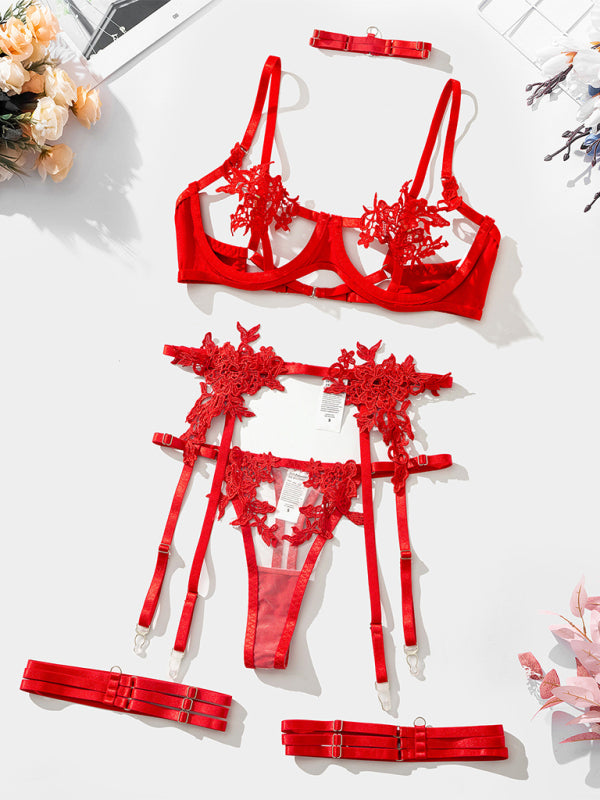 New Embroidered See-Through Sexy Lingerie Bra Set