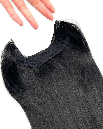 VIP BandX Halo System – 100% Human Hair Extensions, Silky Straight 18" with Clip