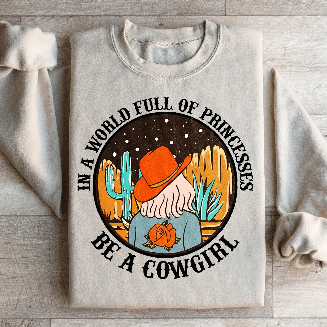 In A World Full Of Princesses Be A Cowgirl Sweatshirt