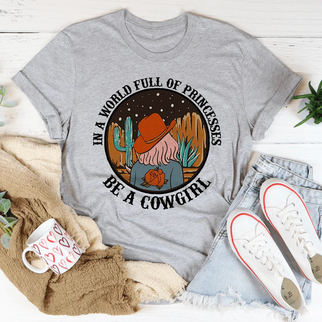 In A World Full Of Princesses Be A Cowgirl Tee
