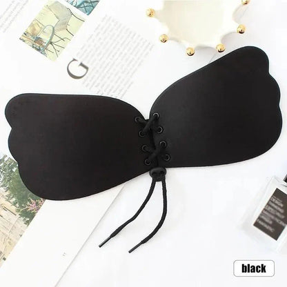 Incredible Strapless Invisible Bra Seamless Push Up Silicone Bras For Women Skin Black Lingerie Drawstring Bralette