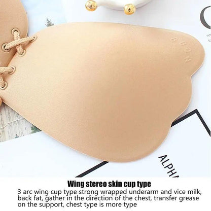 Incredible Strapless Invisible Bra Seamless Push Up Silicone Bras For Women Skin Black Lingerie Drawstring Bralette