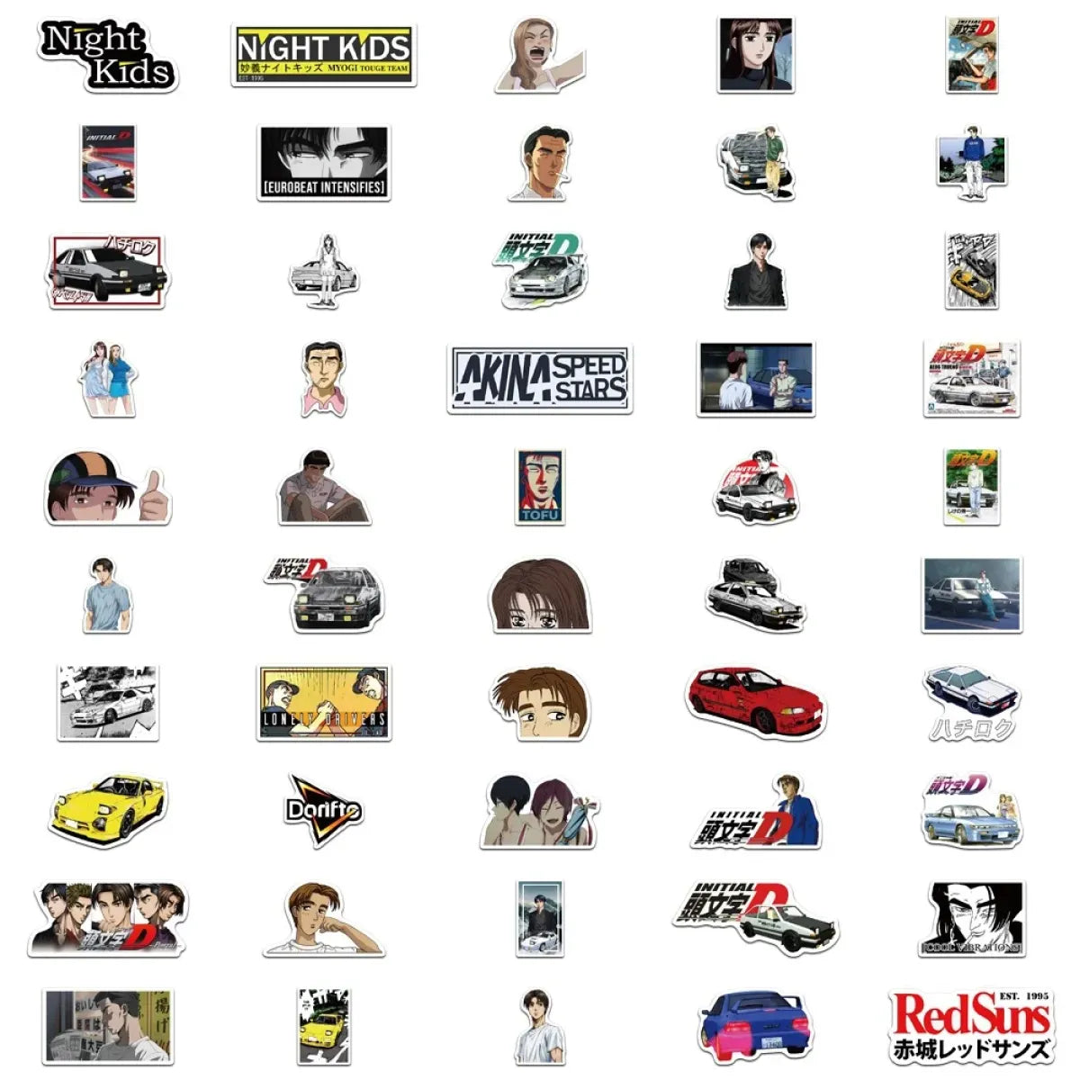 Initial D Anime Stickers - 10/30/50/100PCS
