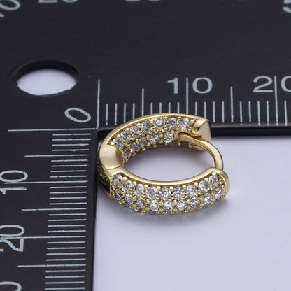 Inside Out Clear Pave CZ Hoop Earrings in Gold Lever Back Earring AD-070