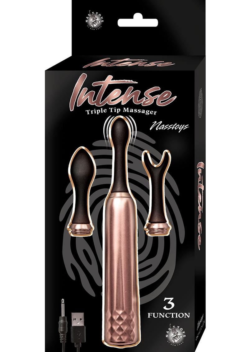 Intense Triple Tip Massager Silicone Rechargeable Set with 3 Functions