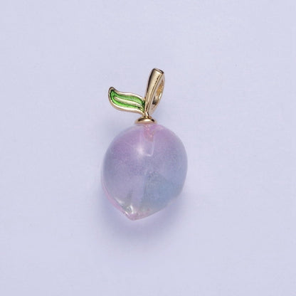 Iridescent Purple Glass Bead Nature Fruit Charm Pendant For Jewelry Making | X-187