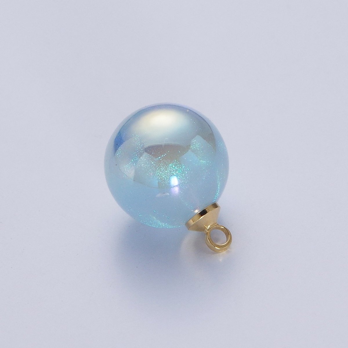 Iridescent Sparkly Blue &amp; White Pearl Round Charm Pendant For Jewelry Making  P-1558~P-1562