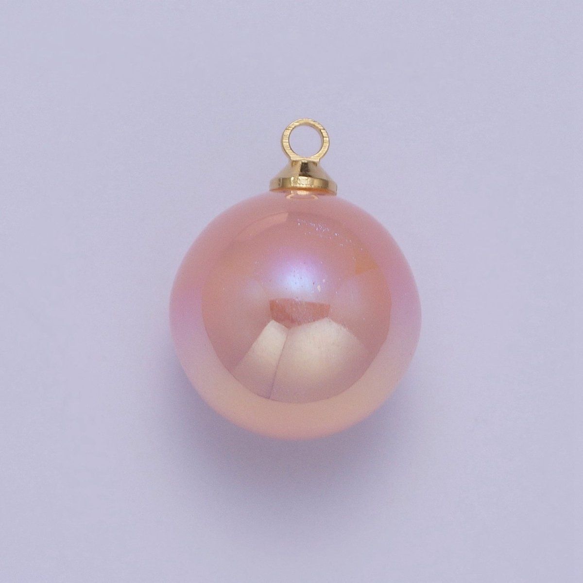 Iridescent Sparkly Blue &amp; White Pearl Round Charm Pendant For Jewelry Making  P-1558~P-1562