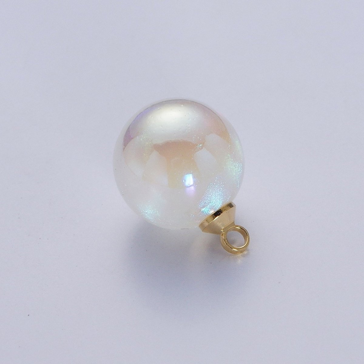 Iridescent Sparkly Blue &amp; White Pearl Round Charm Pendant For Jewelry Making  P-1558~P-1562
