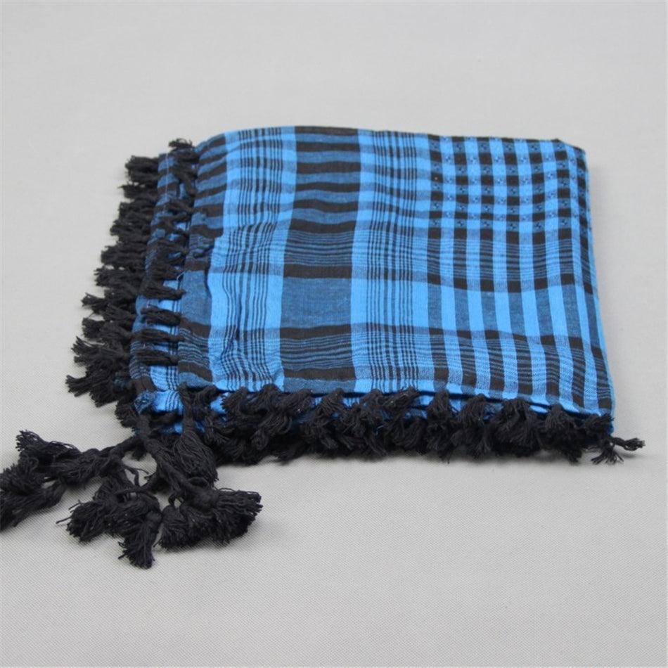 Islamic Men Traditional Costumes Men Plaid Hat Head Scarf Turban Muslim Hijabs Ramadan Pray Caps Unisex Scarves Tassel Desert Arab Keffiyeh Shawl Scarf Military Shemagh Tactical Desert Keffiyeh Head Neck Scarf Arab Wrap with Tassel