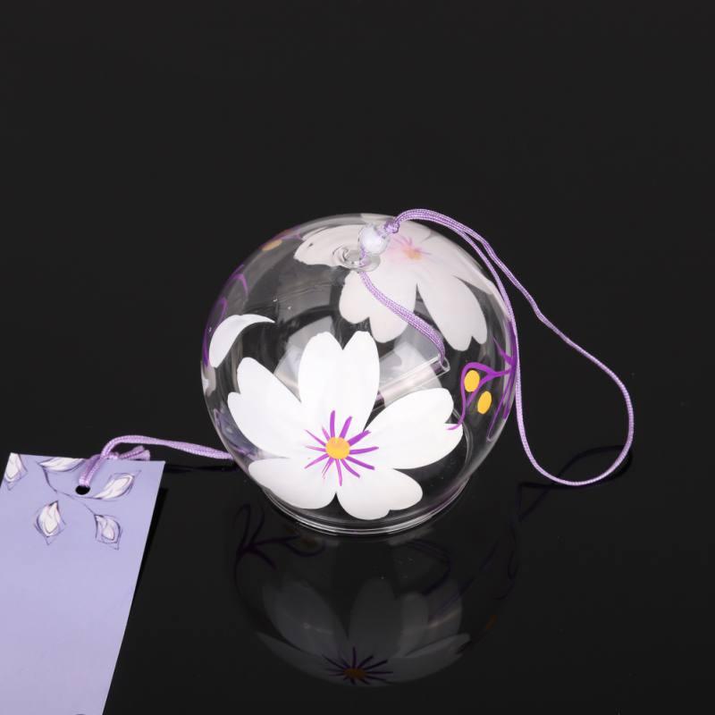Japan Style Hand-paint Sakura Glass Wind Chimes Creative Gifts Painted Window &amp; Door Hanging Bells Decorations Hanging Wind Chime Pendant Label Chimes Wind Bells Gift For Mom Home