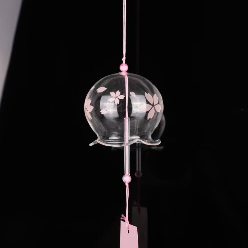 Japan Style Hand-paint Sakura Glass Wind Chimes Creative Gifts Painted Window &amp; Door Hanging Bells Decorations Hanging Wind Chime Pendant Label Chimes Wind Bells Gift For Mom Home