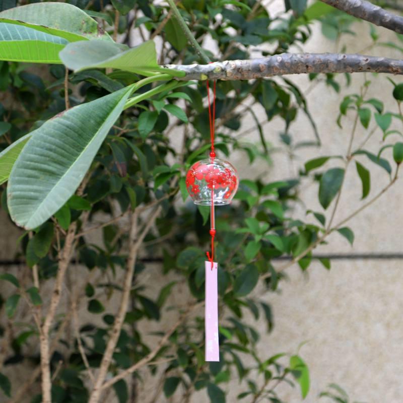 Japan Style Hand-paint Sakura Glass Wind Chimes Creative Gifts Painted Window &amp; Door Hanging Bells Decorations Hanging Wind Chime Pendant Label Chimes Wind Bells Gift For Mom Home