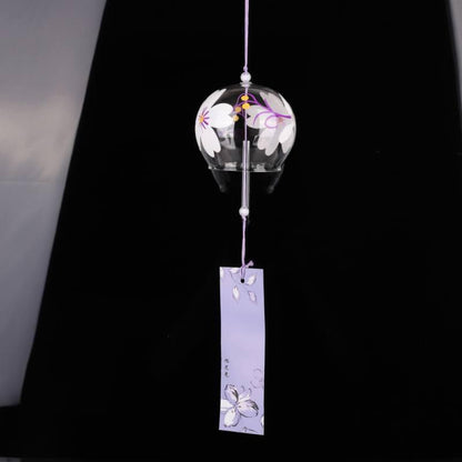 Japan Style Hand-paint Sakura Glass Wind Chimes Creative Gifts Painted Window &amp; Door Hanging Bells Decorations Hanging Wind Chime Pendant Label Chimes Wind Bells Gift For Mom Home