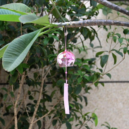 Japan Style Hand-paint Sakura Glass Wind Chimes Creative Gifts Painted Window &amp; Door Hanging Bells Decorations Hanging Wind Chime Pendant Label Chimes Wind Bells Gift For Mom Home