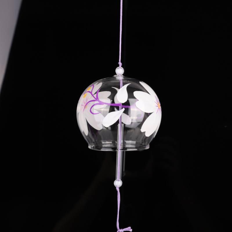 Japan Style Hand-paint Sakura Glass Wind Chimes Creative Gifts Painted Window &amp; Door Hanging Bells Decorations Hanging Wind Chime Pendant Label Chimes Wind Bells Gift For Mom Home