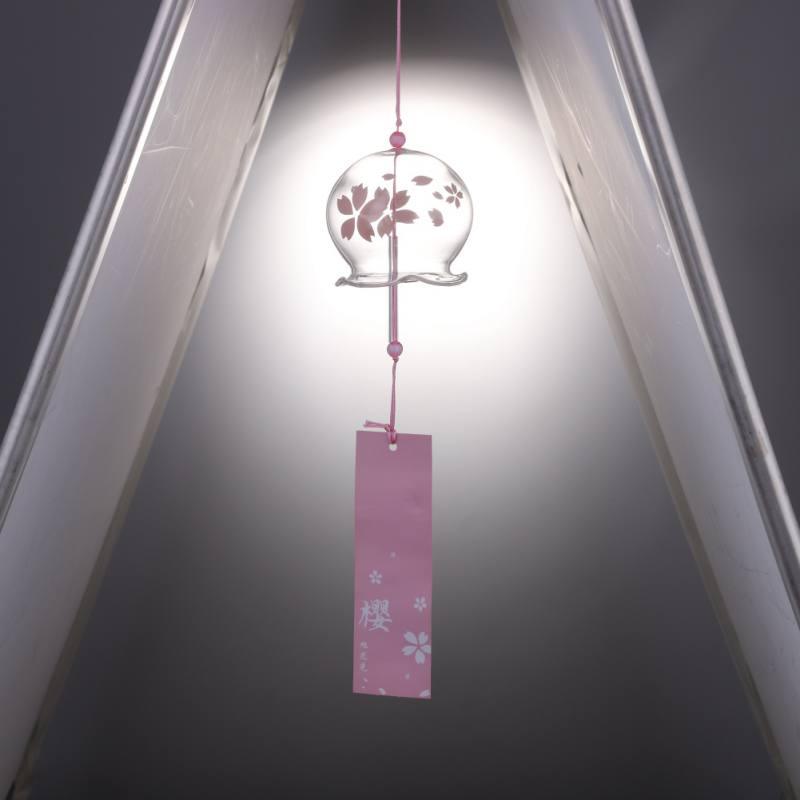 Japan Style Hand-paint Sakura Glass Wind Chimes Creative Gifts Painted Window &amp; Door Hanging Bells Decorations Hanging Wind Chime Pendant Label Chimes Wind Bells Gift For Mom Home
