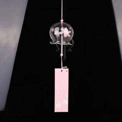 Japan Style Hand-paint Sakura Glass Wind Chimes Creative Gifts Painted Window &amp; Door Hanging Bells Decorations Hanging Wind Chime Pendant Label Chimes Wind Bells Gift For Mom Home
