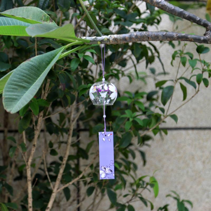 Japan Style Hand-paint Sakura Glass Wind Chimes Creative Gifts Painted Window &amp; Door Hanging Bells Decorations Hanging Wind Chime Pendant Label Chimes Wind Bells Gift For Mom Home