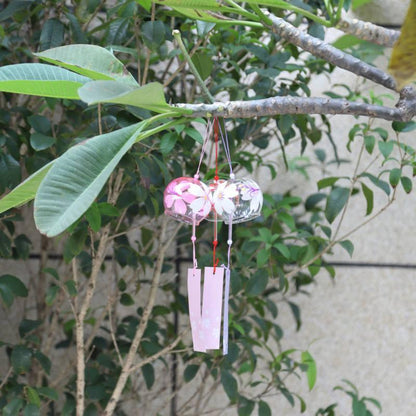 Japan Style Hand-paint Sakura Glass Wind Chimes Creative Gifts Painted Window &amp; Door Hanging Bells Decorations Hanging Wind Chime Pendant Label Chimes Wind Bells Gift For Mom Home