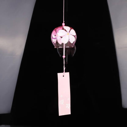 Japan Style Hand-paint Sakura Glass Wind Chimes Creative Gifts Painted Window &amp; Door Hanging Bells Decorations Hanging Wind Chime Pendant Label Chimes Wind Bells Gift For Mom Home