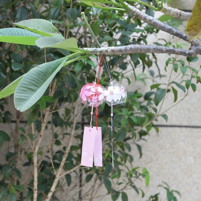 Japan Style Hand-paint Sakura Glass Wind Chimes Creative Gifts Painted Window &amp; Door Hanging Bells Decorations Hanging Wind Chime Pendant Label Chimes Wind Bells Gift For Mom Home