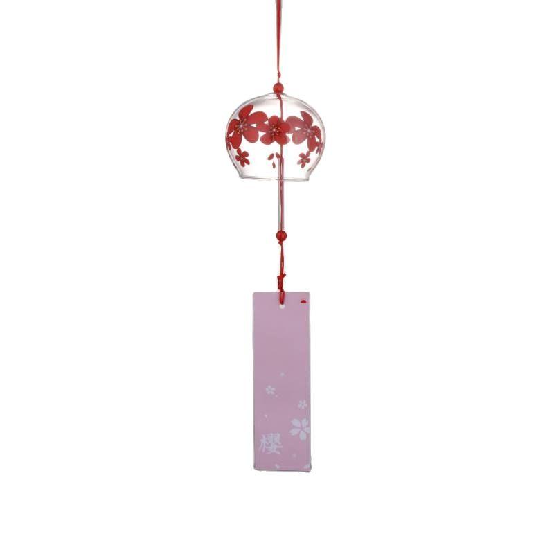 Japan Style Hand-paint Sakura Glass Wind Chimes Creative Gifts Painted Window &amp; Door Hanging Bells Decorations Hanging Wind Chime Pendant Label Chimes Wind Bells Gift For Mom Home