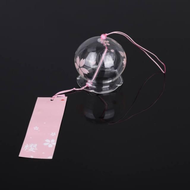 Japan Style Hand-paint Sakura Glass Wind Chimes Creative Gifts Painted Window &amp; Door Hanging Bells Decorations Hanging Wind Chime Pendant Label Chimes Wind Bells Gift For Mom Home